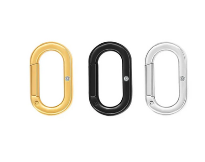 Premium Stainless Steel | 13MM Paperclip Extender Carabiner Clasp |  Black, Gold & Steel