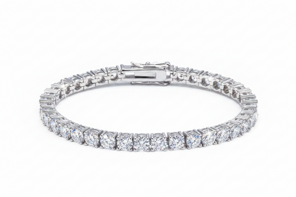 Moissanite Tennis Bracelet 3MM | Round Brilliant 0.1CT Each Stone | Platinum over Sterling Silver | Certificate Included