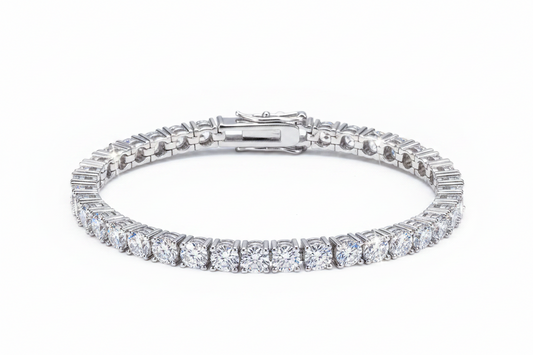 Moissanite Tennis Bracelet 3MM | Round Brilliant 0.1CT Each Stone | 950 Platinum over Sterling Silver | Certificate Included