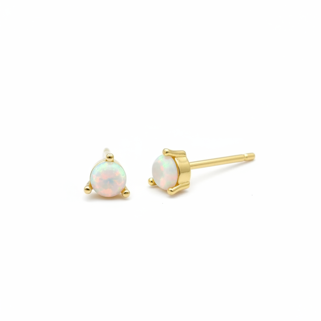 GOLD FILLED - EARRINGS - OPAL STUDS 5MM