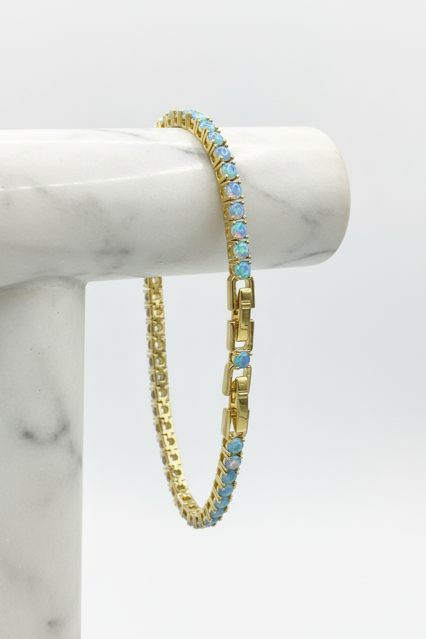 GOLD FILLED - TENNIS BRACELET - OPAL 3.25MM