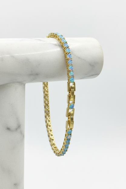 GOLD FILLED - TENNIS BRACELET - OPAL 3.25MM
