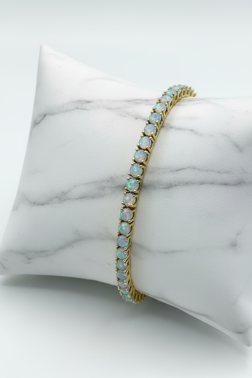 GOLD FILLED - TENNIS BRACELET - OPAL 3.25MM