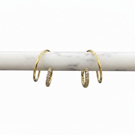 GOLD FILLED - EARRINGS - PAVE SPIRAL HUGGIES 12.5MM