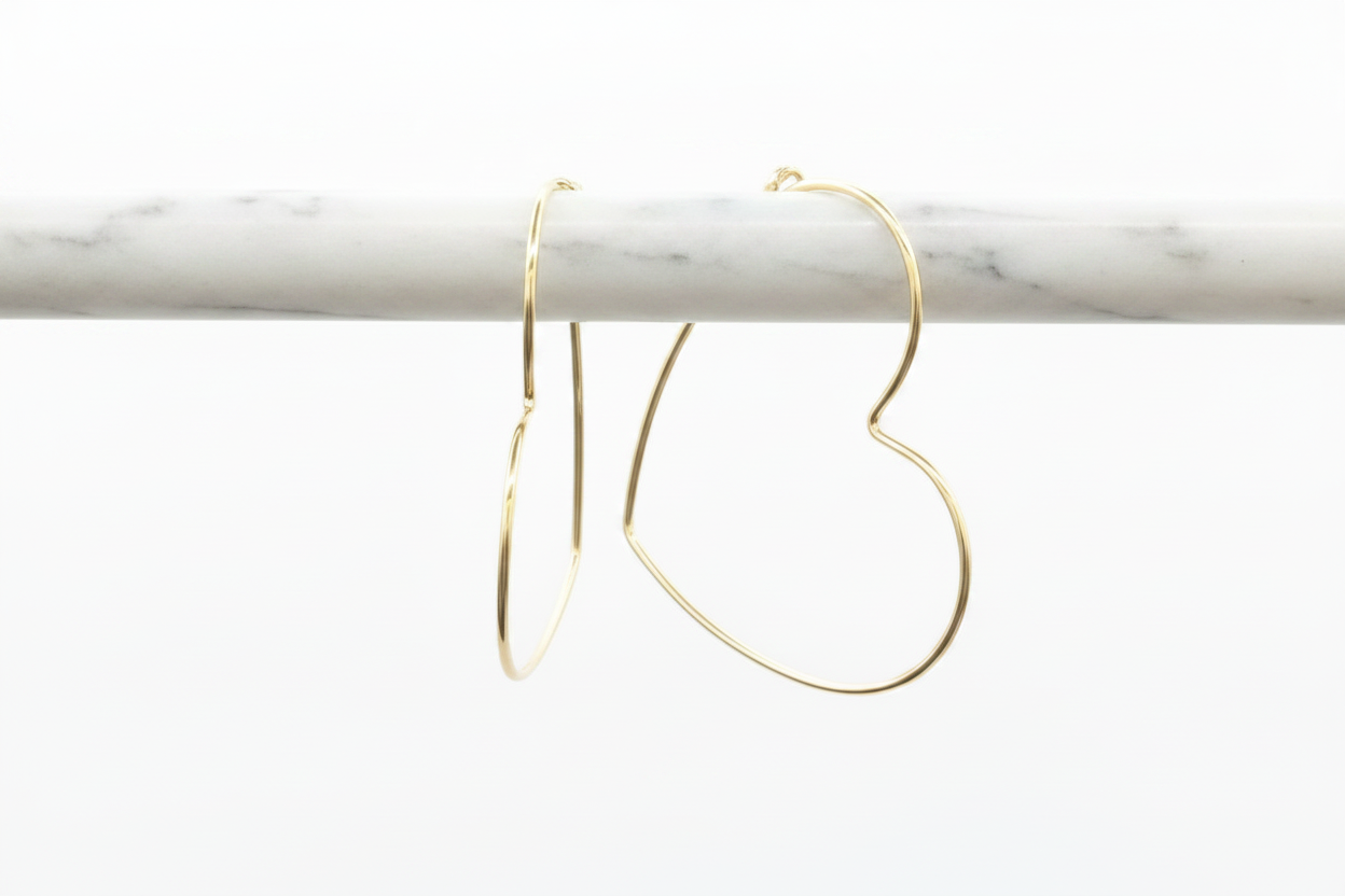 GOLD FILLED - EARRINGS - ENDLESS HEART HOOPS 30x27MM