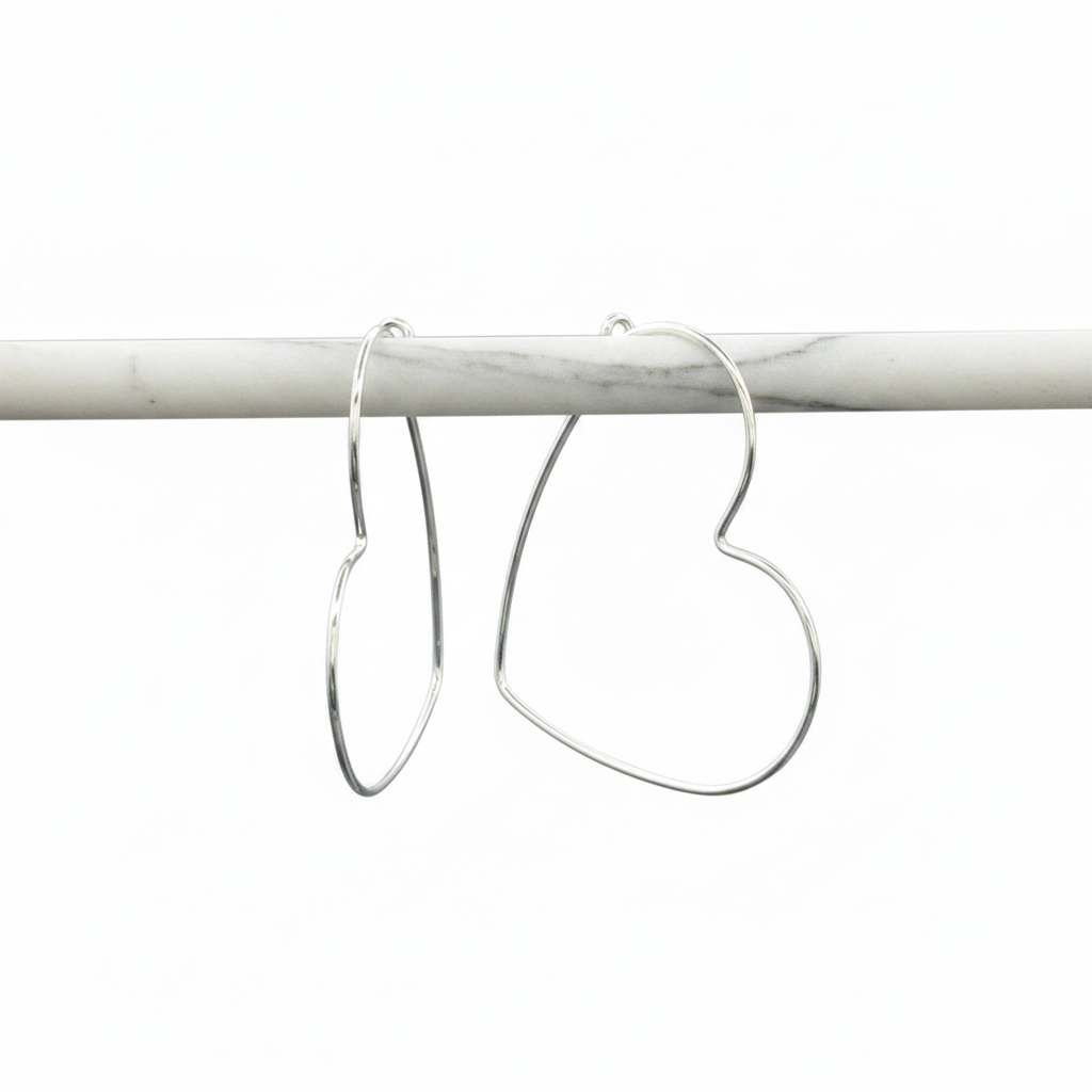 STERLING SILVER - EARRINGS - ENDLESS HEART HOOPS 30x27MM