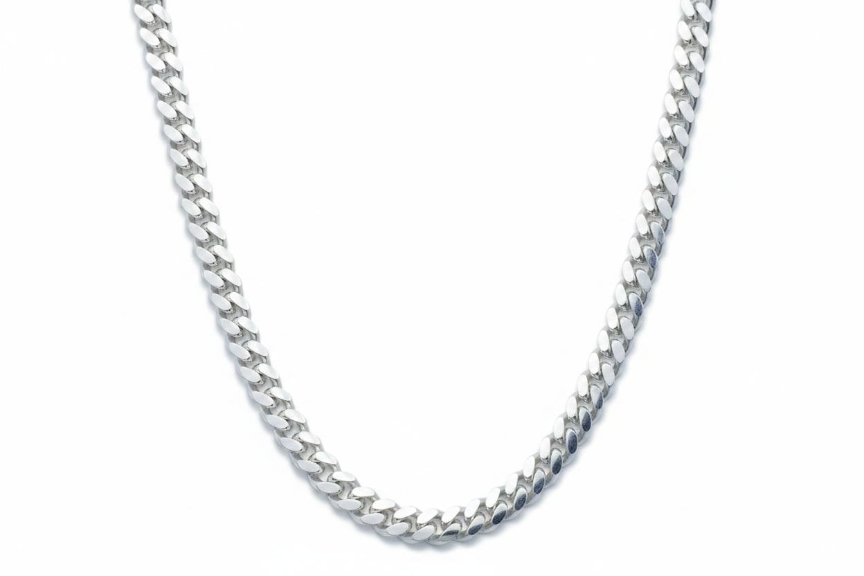 STERLING SILVER - NECKLACE - MIAMI CUBAN / CURB 4MM