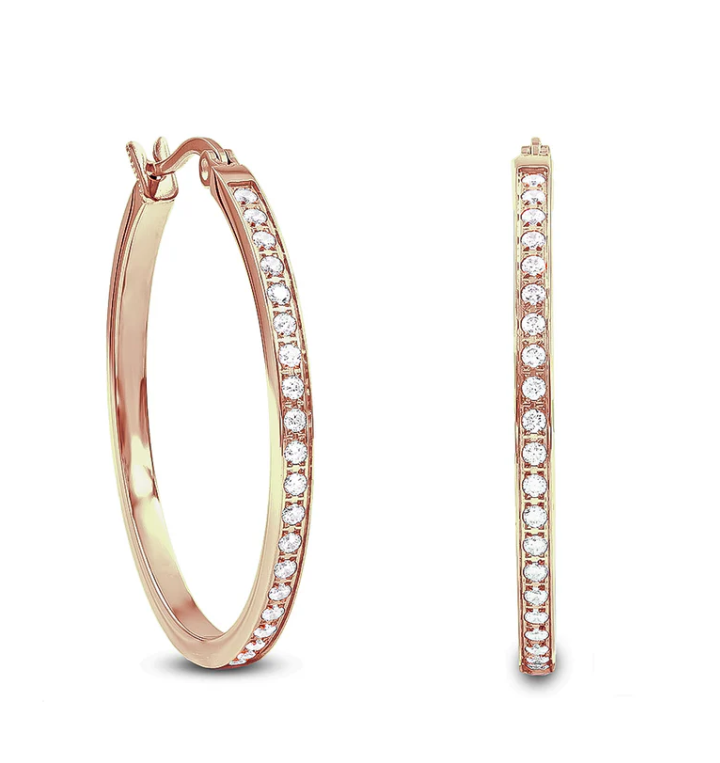 PREMIUM STAINLESS STEEL - EARRINGS - MEDIUM HOOP 42 PAVE 30MM