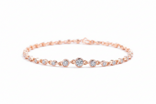 Moissanite Bezel Bracelet | 0.87CT | 18K Rose Gold or 950 Platinum-Plated Sterling Silver | No Certificate