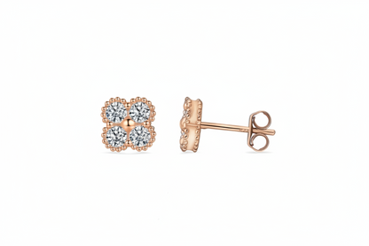 Moissanite Clover Stud Earrings | 0.8CT Each | 18K Gold or 950 Platinum over Sterling Silver | Certificate Included