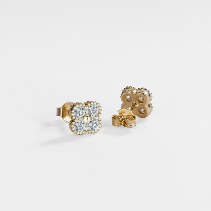 Moissanite Clover Stud Earrings | 0.8CT Each | 18K Gold or 950 Platinum over Sterling Silver | Certificate Included
