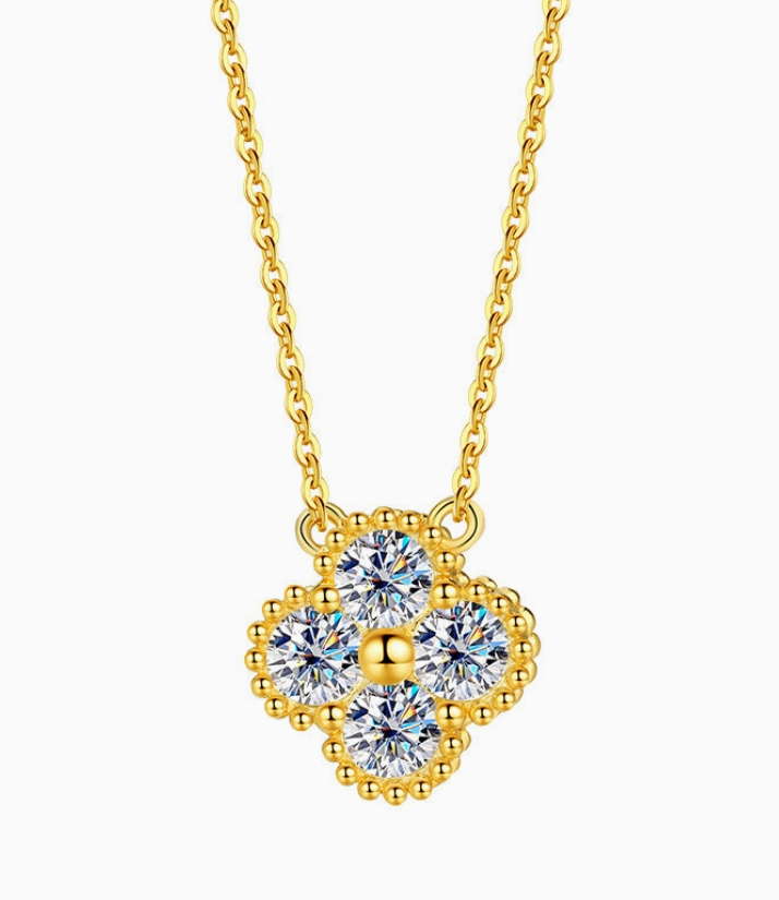 Moissanite Clover Necklace 1.2CT | Sterling Silver | Gold, Rose Gold & Silver | Certificate Included
