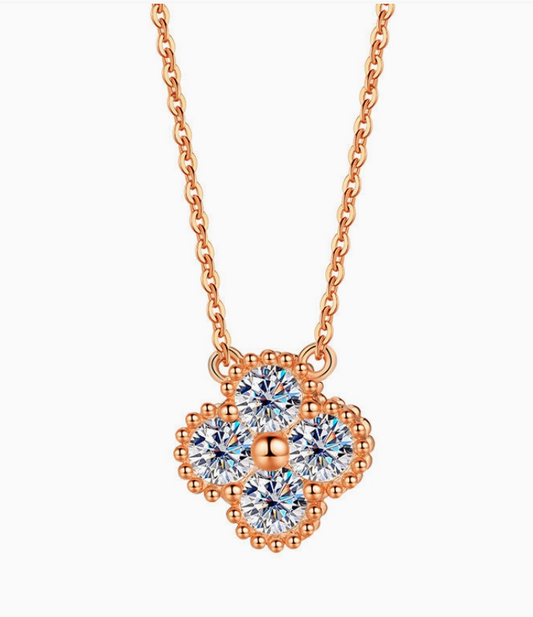 Moissanite Clover Necklace 1.2CT | 18K Gold or 950 Platinum over Sterling Silver | Certificate Included