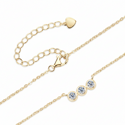 Moissanite Triple Bezel Necklace | 0.3CT | 18K Gold or 950 Platinum-Plated Sterling Silver | Certificate Included