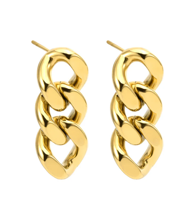 Cuban Link Earrings | 25MM | Gold or Steel | Premium 316L Stainless Steel