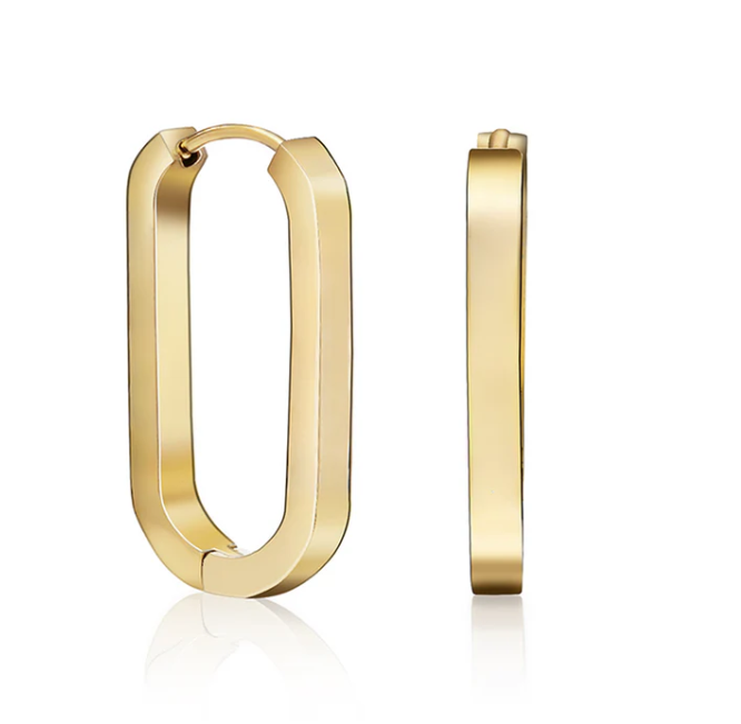 Paperclip Hoop Earrings | 18K Gold PVD | Premium 316L Stainless Steel