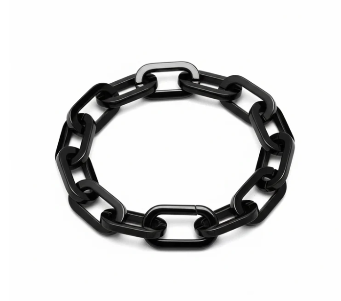 PREMIUM STAINLESS STEEL - BRACELET - CHUNKY PAPERCLIP 10MM in BLACK