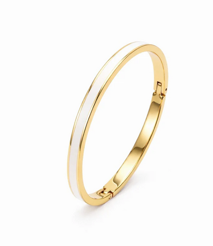 Enamel Bangle Bracelet | 5MM | 18K PVD Gold | Premium 316L Stainless Steel