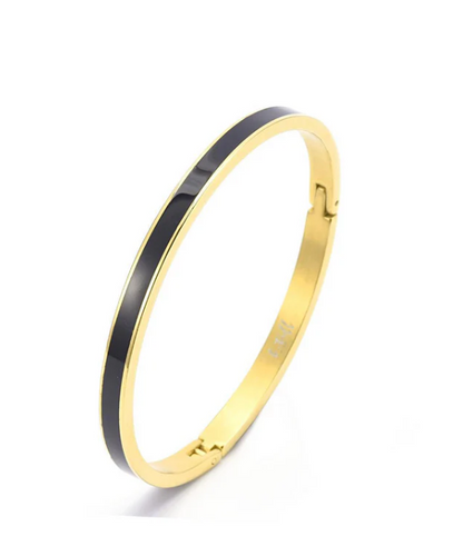 Enamel Bangle Bracelet | 5MM | 18K PVD Gold | Premium 316L Stainless Steel