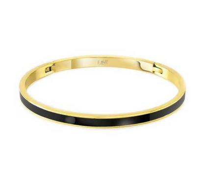 Enamel Bangle Bracelet | 5MM | 18K PVD Gold | Premium 316L Stainless Steel