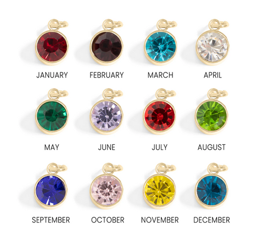 Bling Birthstone Charm | 8MM Crystal | 18K Gold PVD | 316L Stainless Steel