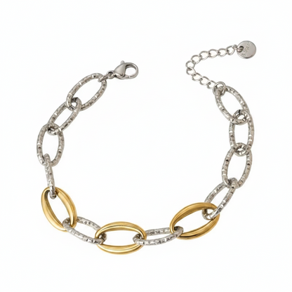 Two-Tone Oval Link Bracelet | 14K Gold PVD & Steel | 304 Stainless Steel