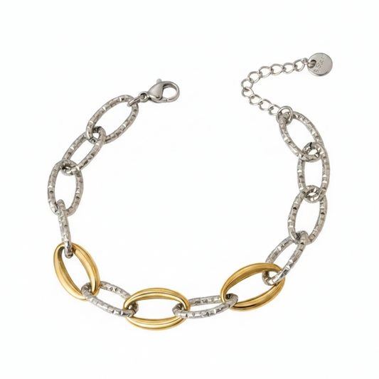 Two-Tone Oval Link Bracelet | 14K Gold PVD & Steel | 304 Stainless Steel