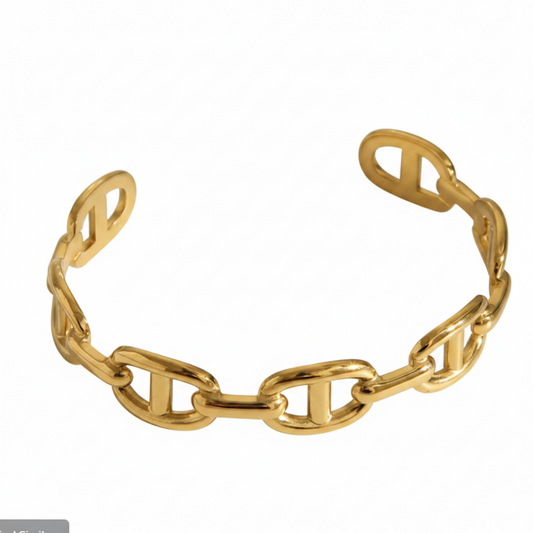 Anchor Link Cuff Bracelet | 14K Gold PVD | 304 Stainless Steel