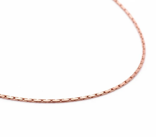 Bar Link Chain Necklace | 1.3MM Diamond Cut | 18K Rose Gold PVD | Premium Stainless Steel