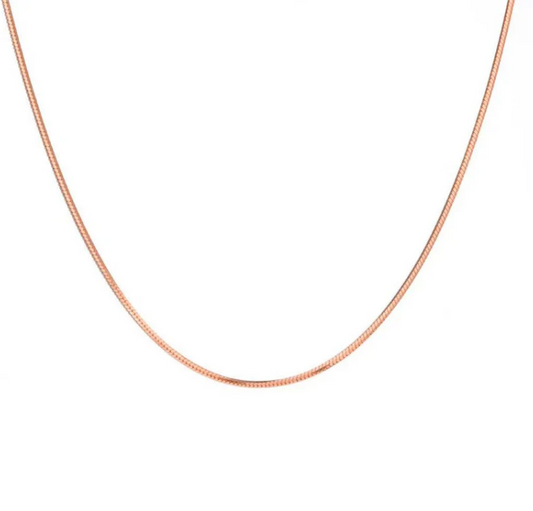 Round Herringbone Chain Necklace | 1.5MM | 18K Rose Gold PVD | Premium Stainless Steel