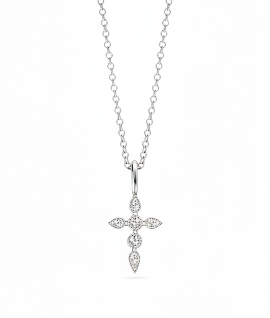 Moissanite Dainty Cross Pendant Necklace | 0.03CT | Sterling Silver | Certificate Included