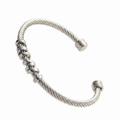 Cable Twist Cuff Bracelet | 18K Gold & Steel Two-Tone | 304 Stainless Steel