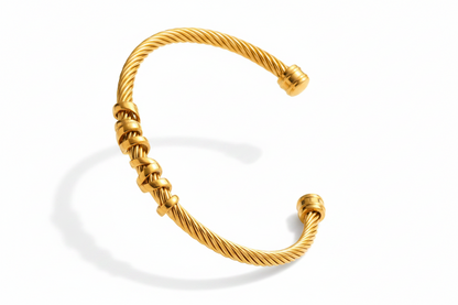Cable Twist Cuff Bracelet | 18K Gold & Steel Two-Tone | 304 Stainless Steel