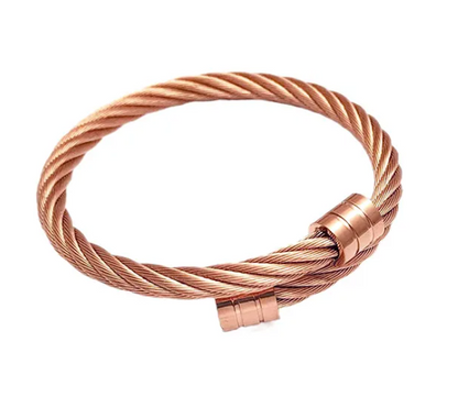 Cable Twist Open Cuff Bracelet | Steel, Black, Gold or Rose Gold | 304 Stainless Steel