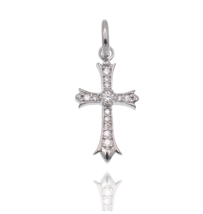 Moissanite Grace Cross Pendant | Rhodium-Plated Sterling Silver | Certificate Included