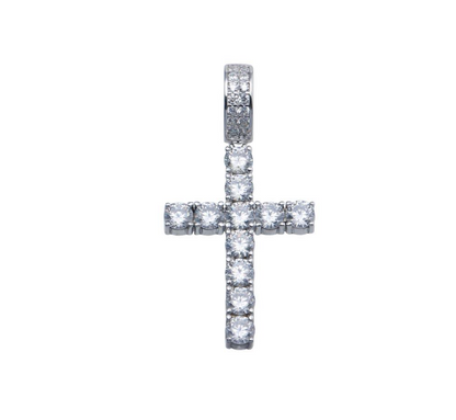 Moissanite Heritage Cross Pendant | Rhodium-Plated Sterling Silver | Certificate Included