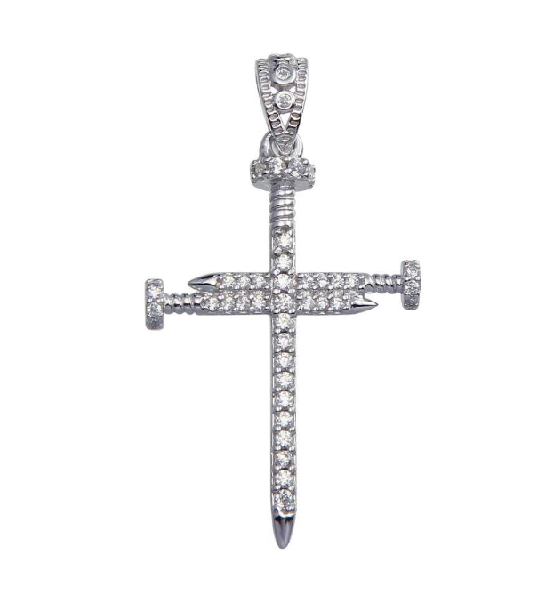 Moissanite Forged Cross Pendant | Rhodium-Plated Sterling Silver | Certificate Included