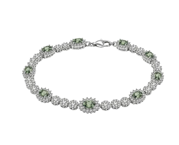 Green Moissanite Bloom Bracelet | 0.3CT Each | Rhodium-Plated Sterling Silver | Certificate Included