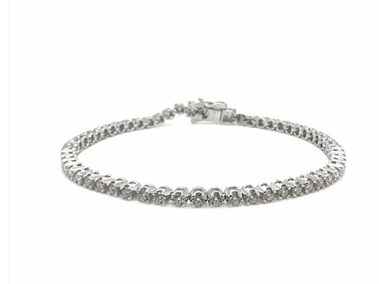 Moissanite Tennis Bracelet | 2.25MM  | Rhodium-Plated Sterling Silver | Certificate Included