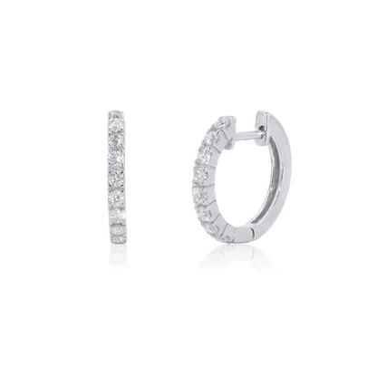 Moissanite Huggie Hoop Earrings | 12.5MM | Rhodium-Plated Sterling Silver | Certificate Included