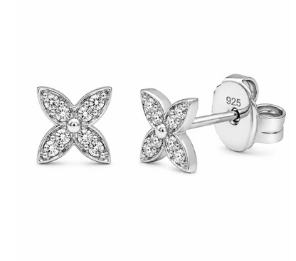 Lab-Grown Diamond Jasmine | Flower Stud Earrings | 4.5MM | Rhodium-Plated Sterling Silver | Certificate Included