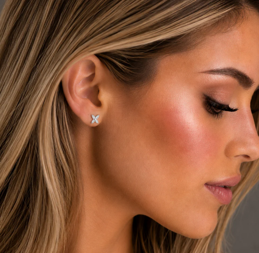 Lab-Grown Diamond Jasmine | Flower Stud Earrings | 4.5MM | Rhodium-Plated Sterling Silver | Certificate Included