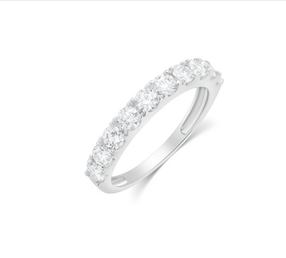 Moissanite Ever Ring | Half Eternity Band | 3MM | Rhodium-Plated Sterling Silver | Certificate Included