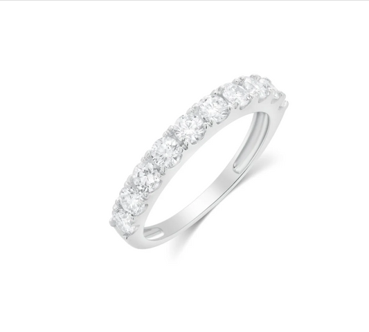 Moissanite Ever Ring | Half Eternity Band | 3MM | Rhodium-Plated Sterling Silver | Certificate Included