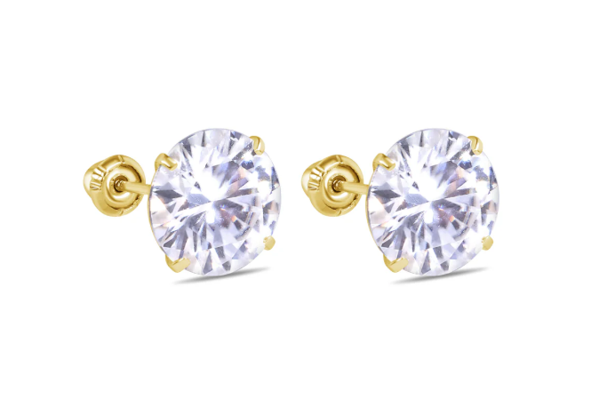 Moissanite Round Stud Earrings | 5MM (0.5CT EACH)| 14K Yellow Gold | Certificate Included