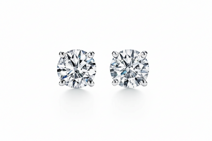 Moissanite Round 4-Prong Stud Earrings | 8.0MM | 2.0CT Each (4.0CT Total) | 950 Platinum-Plated Sterling Silver | Certificate Included