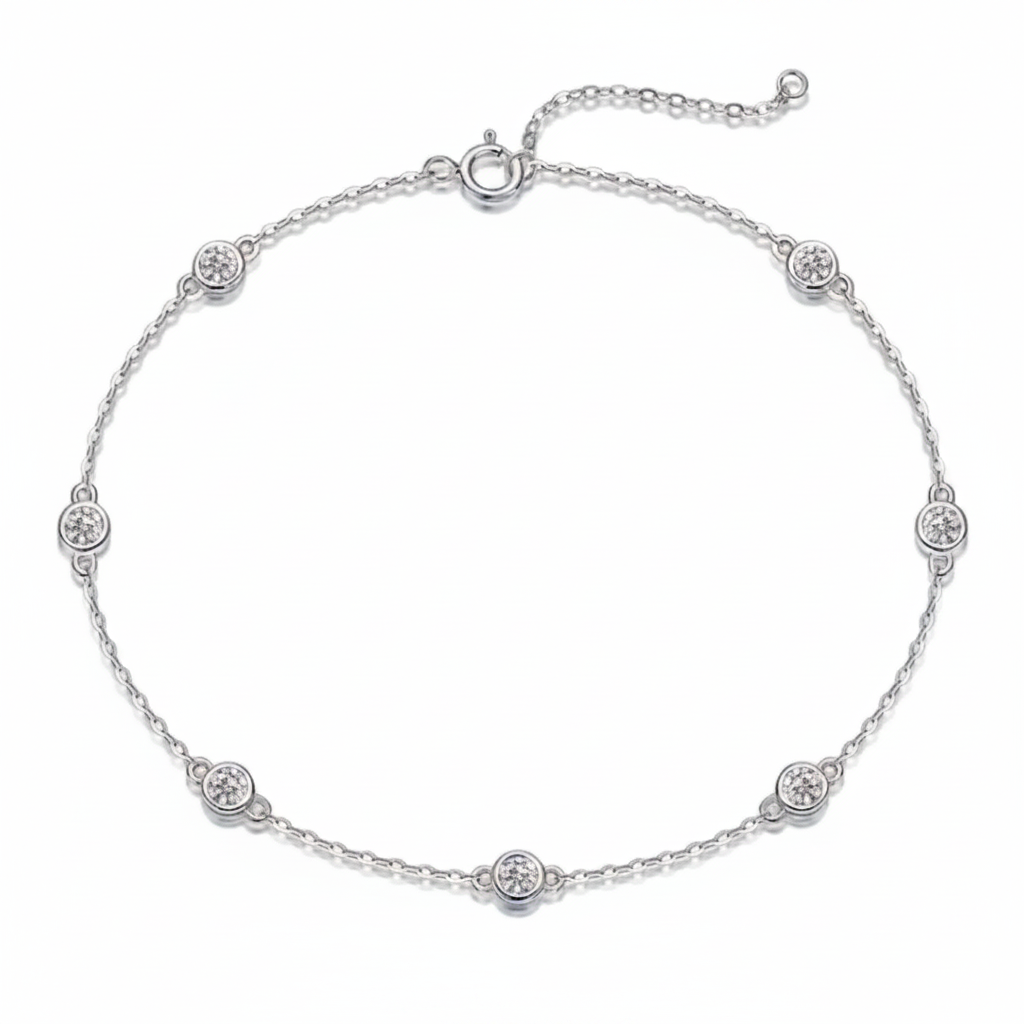 Moissanite Stella Station Bracelet | 0.7CT | 950 Platinum Sterling Silver | Certificate Included