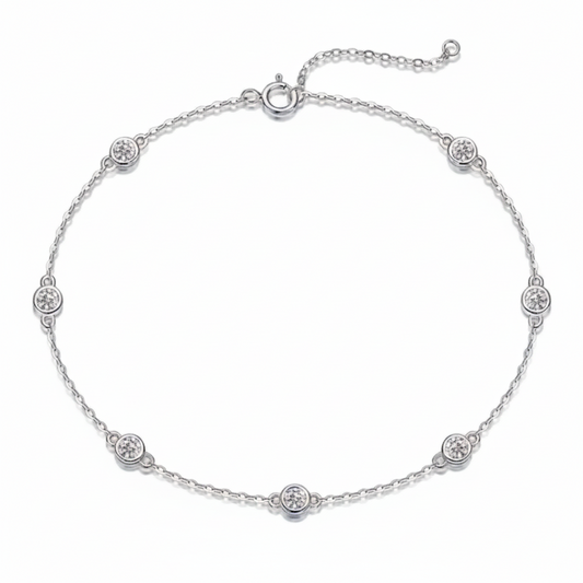 Moissanite Stella Station Bracelet | 0.7CT | 950 Platinum Sterling Silver | Certificate Included