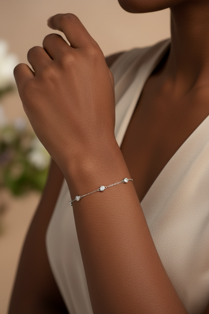 Moissanite Stella Station Bracelet | 0.7CT | 950 Platinum Sterling Silver | Certificate Included