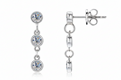 Moissanite Cascade Bezel Drop Earrings | 0.6CT Total | 950 Platinum-Plated Sterling Silver | Certificate Included